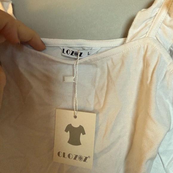 White Ruffled Strap Top - Picture 2 of 4